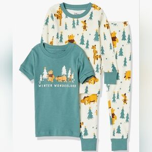 Disney Kids' Winnie the Pooh Teal Winter Wonderland Pajama Set